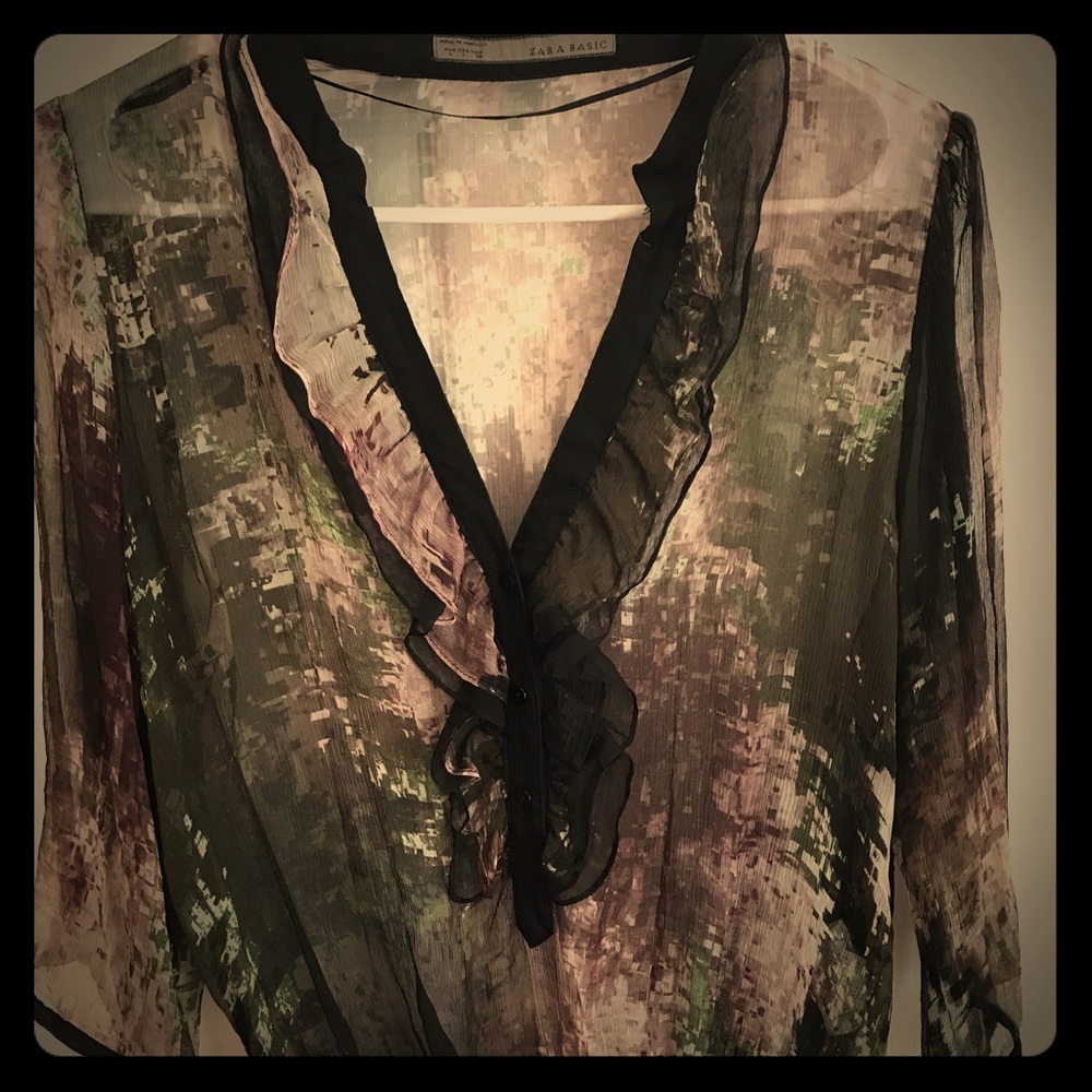 Like New Zara Basic sheer blouse
